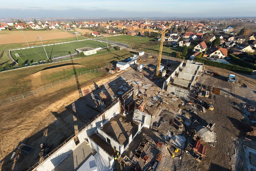 chantier de construction vu du ciel